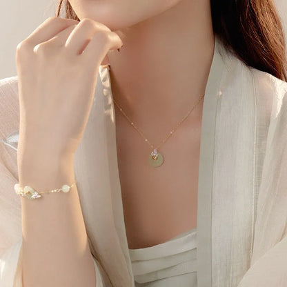 925 silver orchid necklace with geometric flower pendant and safety buckle clasp on O-ring chain