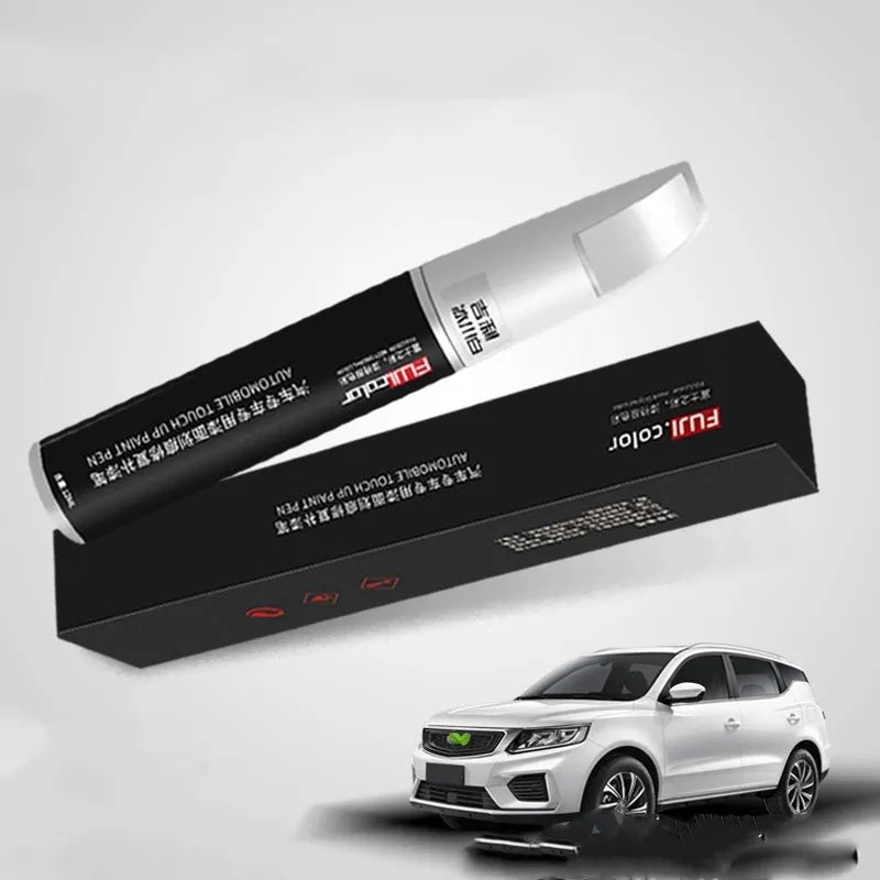 Boyue ICON Benry 12ml Ice Crystal White automotive touch-up paint pen with brush applicator.