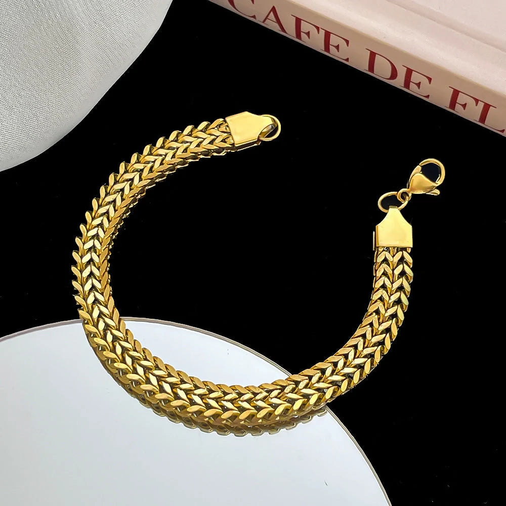 18K gold plated titanium steel hemp flower bracelet for men and women
