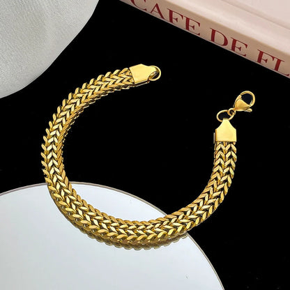 18K gold plated titanium steel hemp flower bracelet for men and women