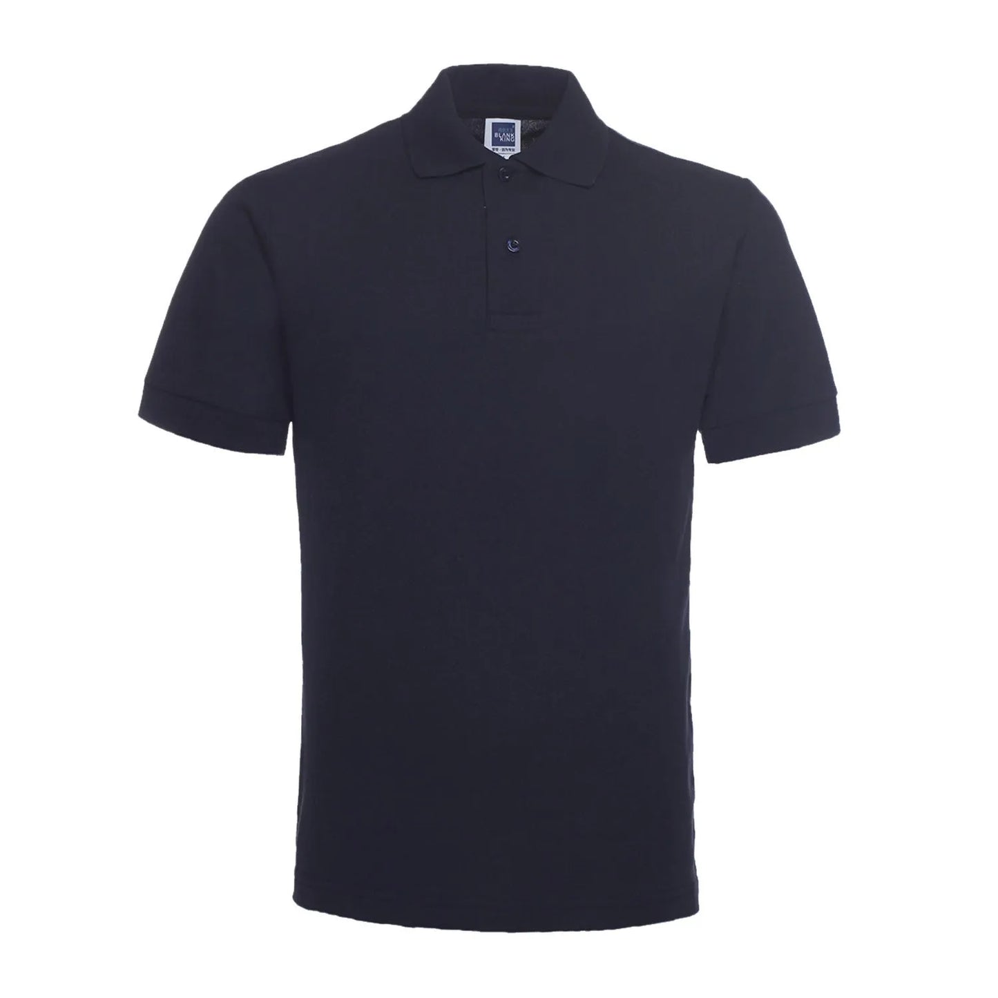 Solid colour plus size short sleeve polo shirt on a hanger, loose fit style.