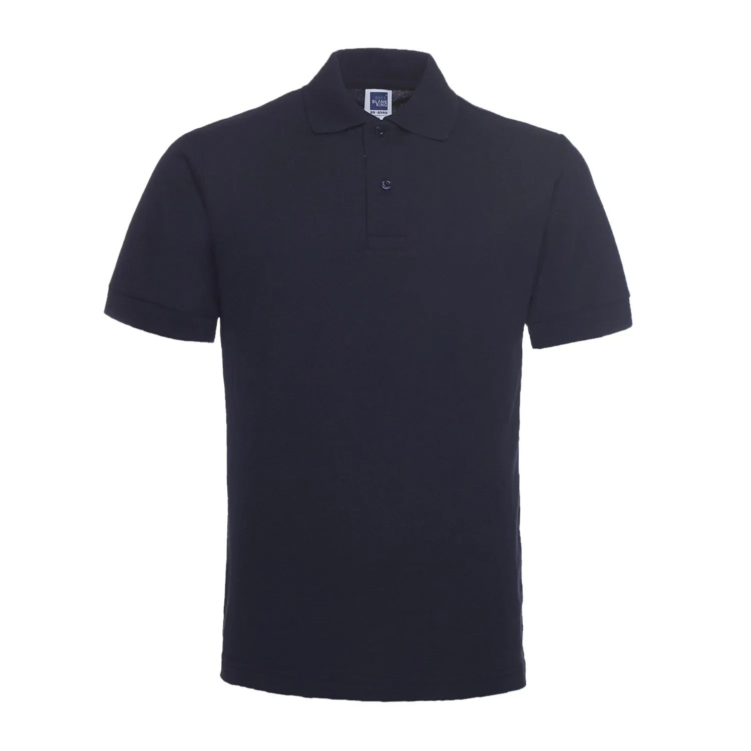 Solid colour plus size short sleeve polo shirt on a hanger, loose fit style.