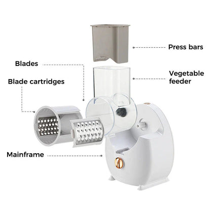 Electric Vegetable Slicer with Powerful Suction Base for Rapid Slicing, Chopping, and Shredding of Fresh Produce