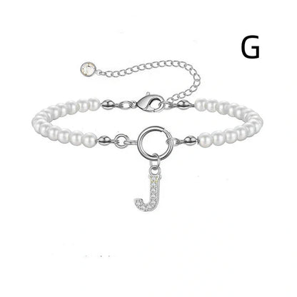 2024 Fashion Toggle Clasp Initial Bracelet with 6mm Pearl