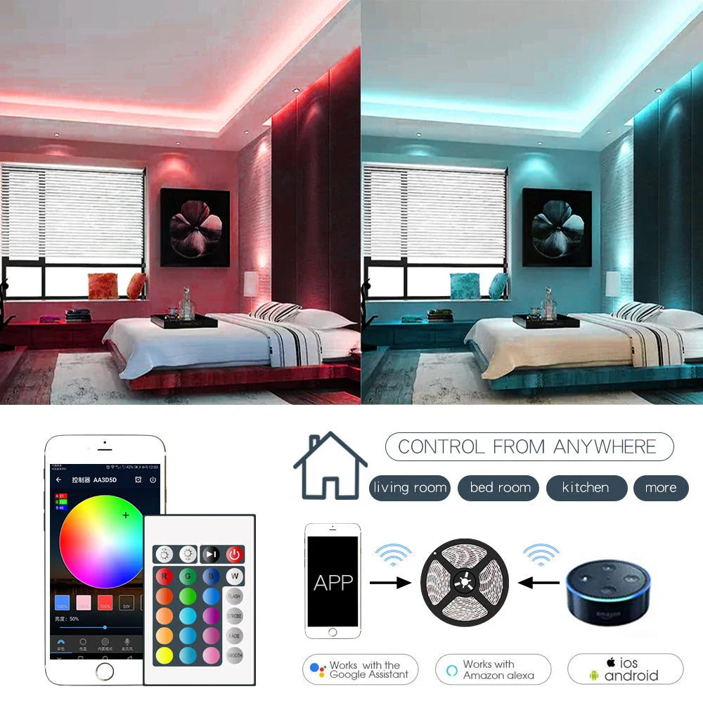 Premium RGB LED strip lights with customisable colour options and waterproof design