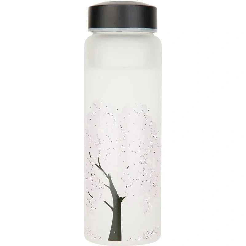 Colour changing glass water glass with high borosilicate body and food-grade lid