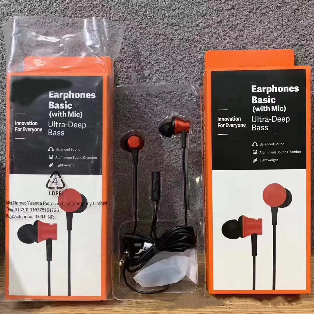Piston in-ear headphones with 3.5mm plug in black, blue, and red colour options