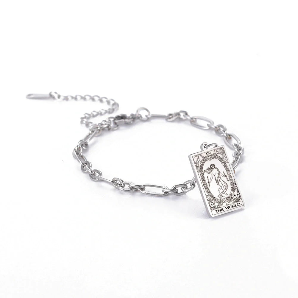 12 Tarot Card Series stainless steel bracelet with 18K gold plating
