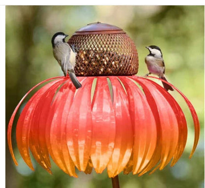 Petal-shaped bird feeder in various colours, designed to attract and delight birds in the garden