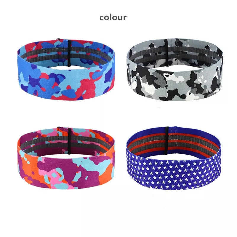 Anti-slip yoga camouflage resistance band for hip and leg training