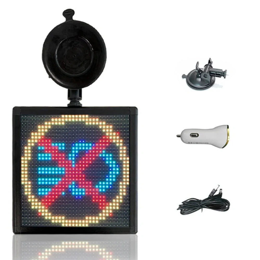 Customisable car rear window LED display with vibrant seven-colour messages