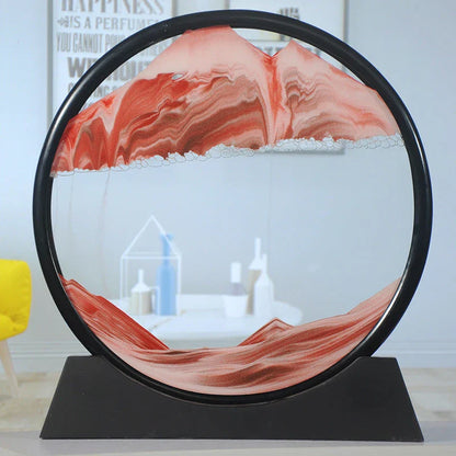 Captivating glass sand art with dynamic quicksand displays featuring vibrant colors and mesmerizing 3D effects
