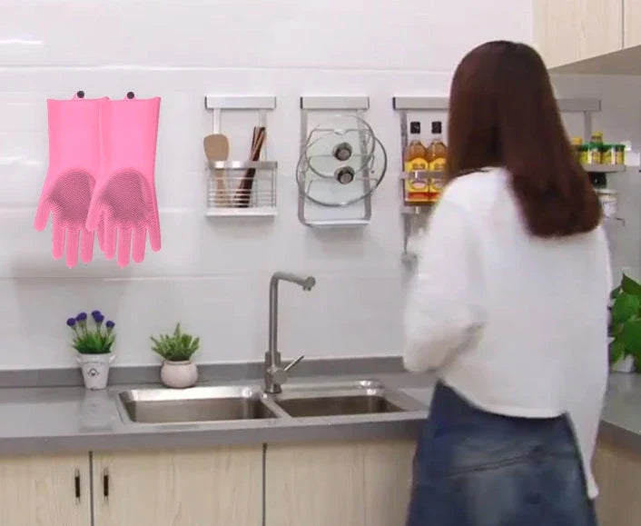 Silicone gloves with heat-resistant and non-slip design for versatile cleaning and cooking tasks