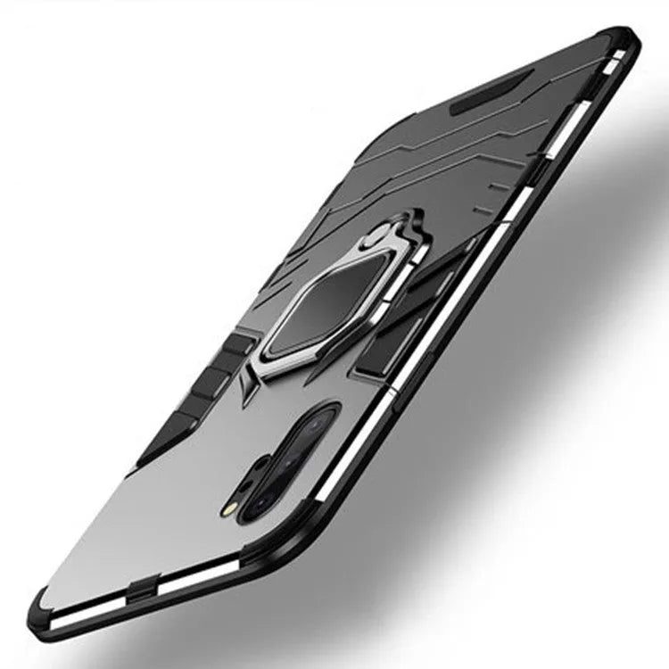 Iron Man magnetic phone case for Samsung Galaxy phones in black, blue, and red colours on a plain background.