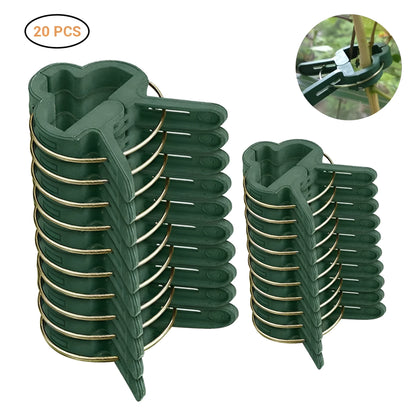 20 pack mixed size green eco plastic plant fixing clips for garden climbing plants