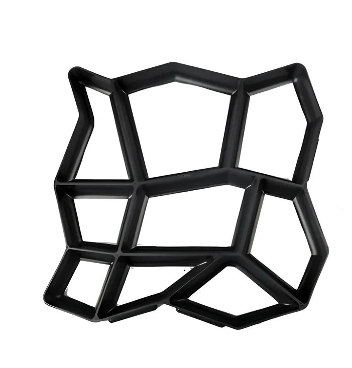 Black plastic concrete mould measuring 42 x 43cm for creating 36cm garden paving blocks