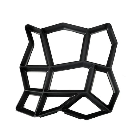 Black plastic concrete mould measuring 42 x 43cm for creating 36cm garden paving blocks