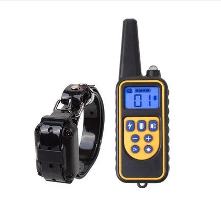 Electric dog training collar with remote control, adjustable levels, and waterproof design