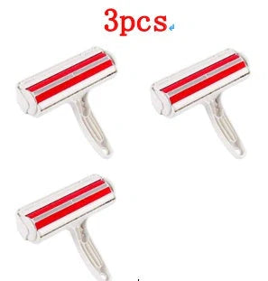 Efficient pet hair remover tool in red and blue for furniture and carpets
