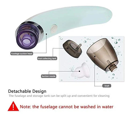 An electric nasal aspirator with adjustable suction levels, soft silicone tip, and BPA-free materials for effectively and comfortably clearing baby's congestion