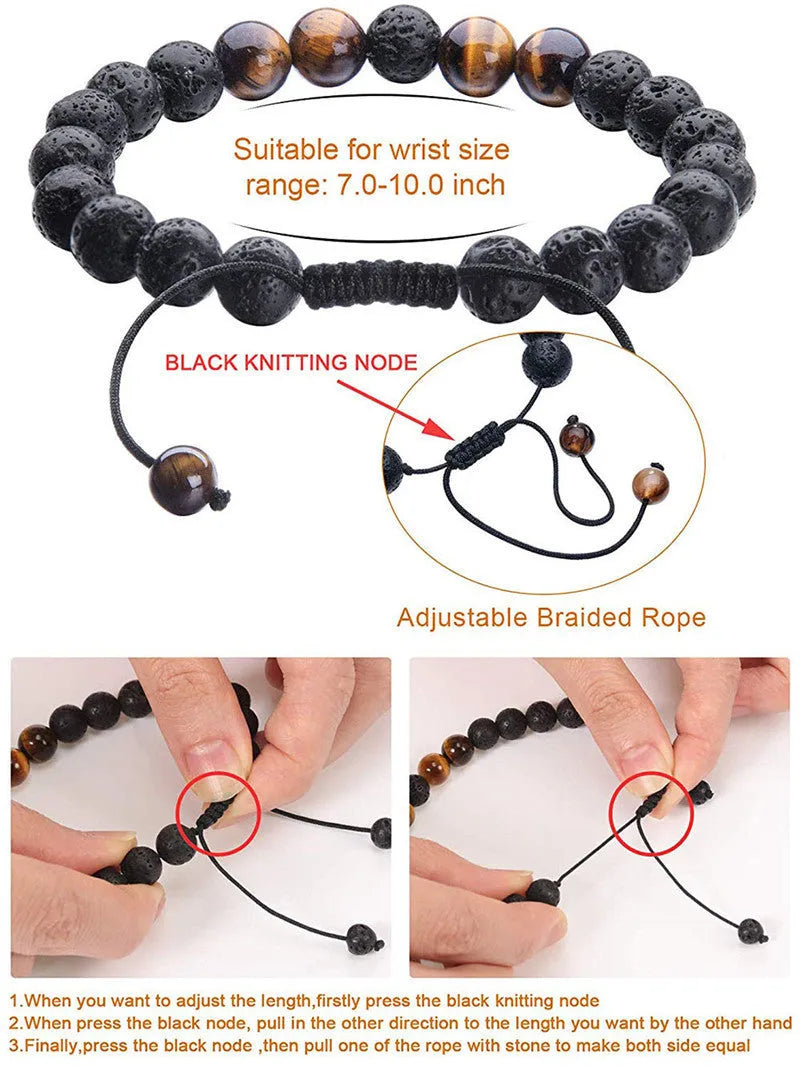 Tiger eye couple bracelets with matte black agate beads offer matching geometry design jewellery for partners in multiple European and American styles including 12Style, 13Style, A, B, C, D, E, F, G, H, J, K, L, Q, R, T, and W designs individually packed