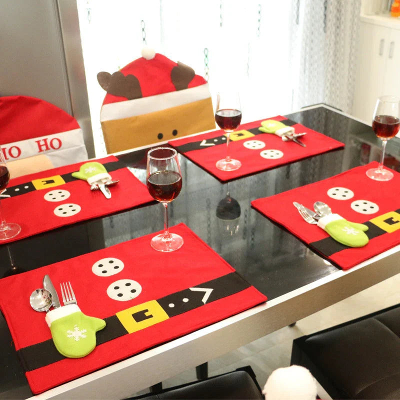 Premium red Christmas table mats made of brushed fabric for festive dining experiences