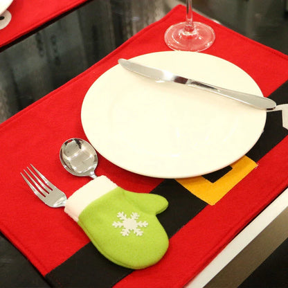 Premium red Christmas table mats made of brushed fabric for festive dining experiences