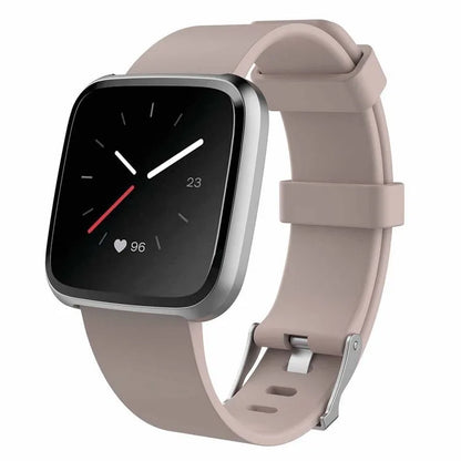 Fitbit Versa Lite TPE replacement watch strap in multiple colours showing large and small sizes.