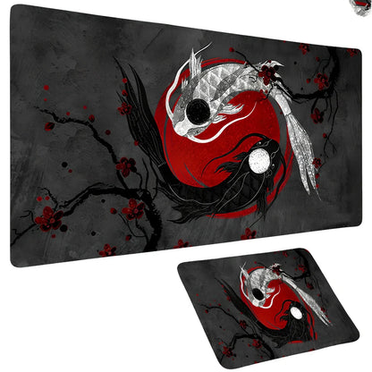 Big Anime Fish Mouse Pad in 900x400x3mm size with non-slip rubber base and vibrant heat transfer print