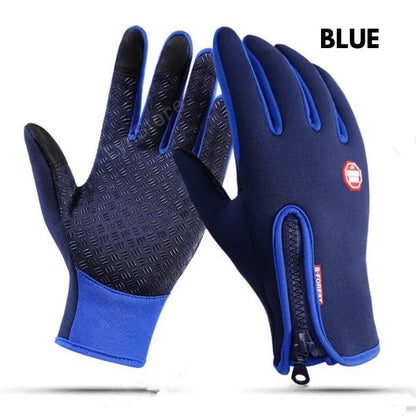Pair of durable touchscreen-compatible winter riding gloves in various colors