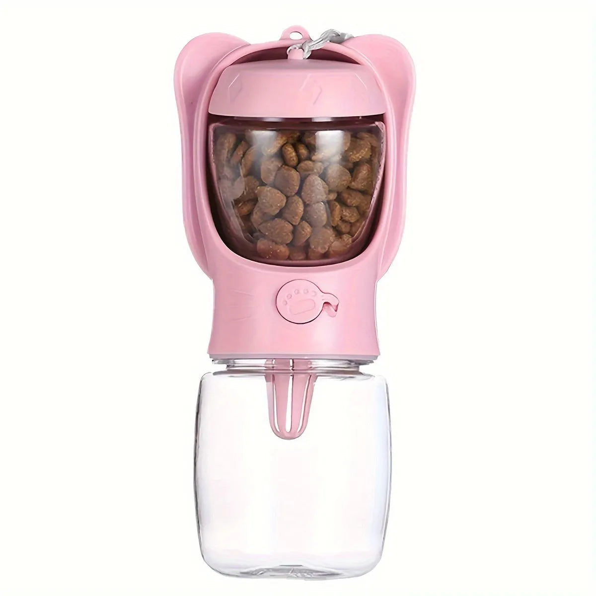2 in 1 dog water bottle with food container in green, pink or white, 350ml or 550ml, leak proof portable pet dispenser