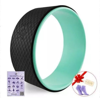 High-density TPE Yoga Wheel in green, pink, purple, wood, or yellow for professional flexibility exercises