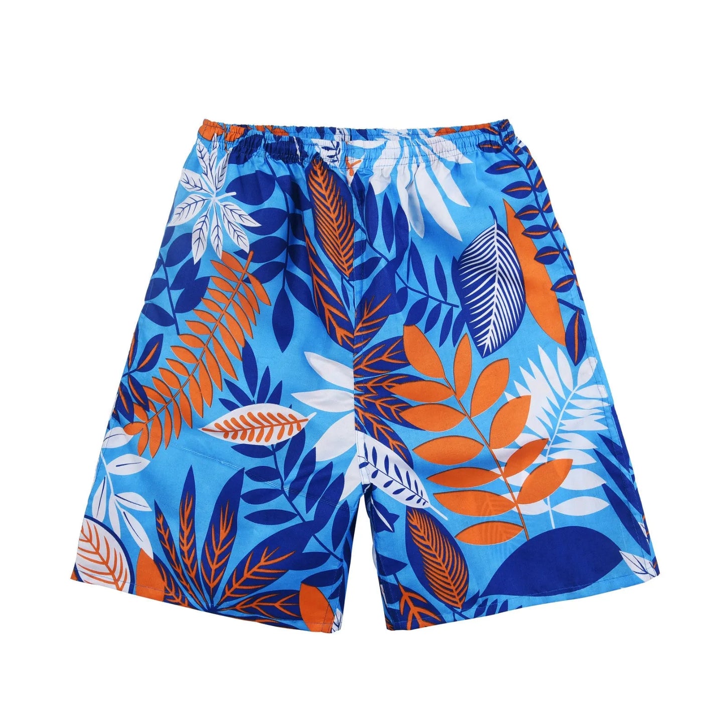 Men's floral patterned swim shorts with five-point cut design