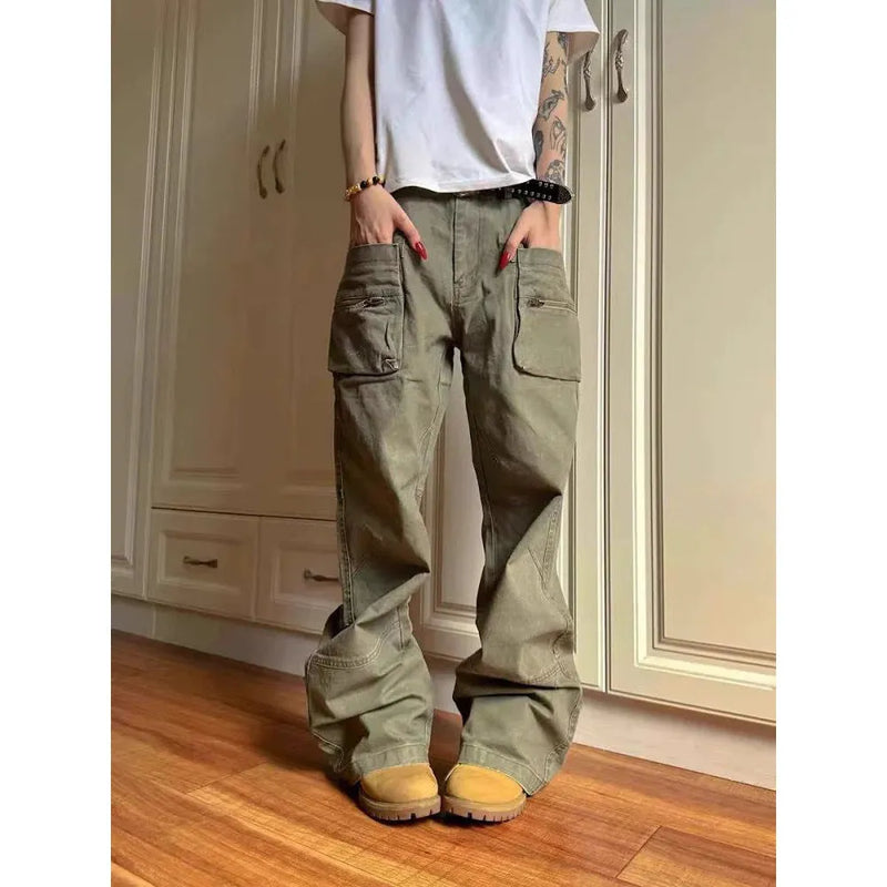 Casual workwear trousers with double zip and pocket design, made from cotton fabric with micro-elastic waist, available in green and black colours in sizes S to XXXL for youth leisure wear