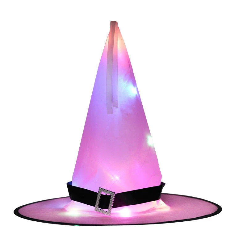 Glowing Halloween Witch Hat with LED Lights - Fun Costume Accessory for Kids' Parties