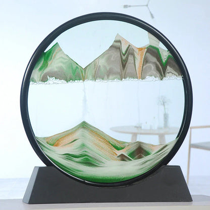 Captivating glass sand art with dynamic quicksand displays featuring vibrant colors and mesmerizing 3D effects