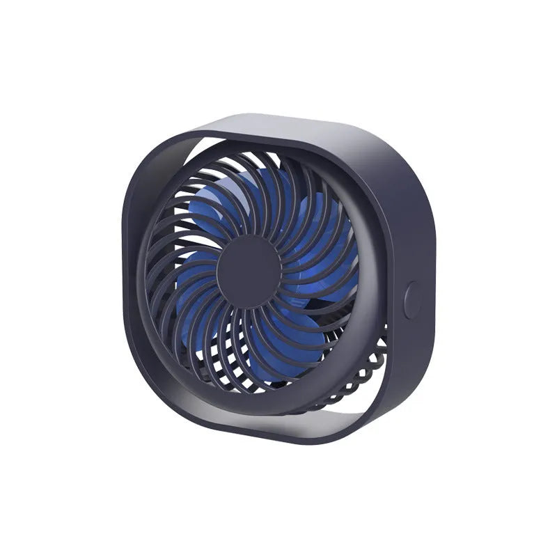 USB charging fan with 360-degree rotation and alarm clock display in modern design