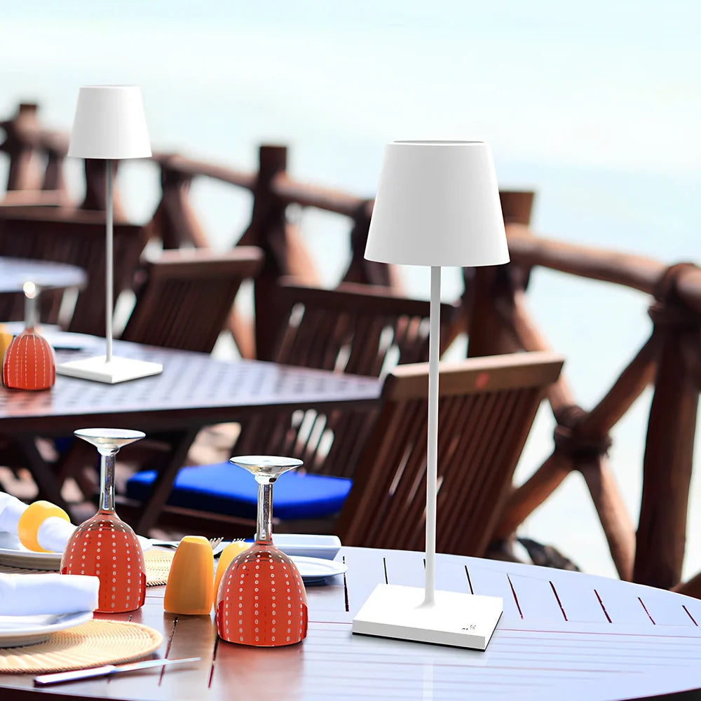 Black touch dimming wireless table lamp 38cm tall with 220 lumens output for outdoor use