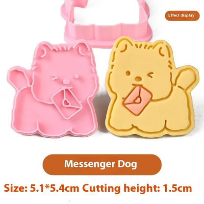 Three-dimensional puppy biscuit mould showing raised details for creating themed baked goods with seven design options