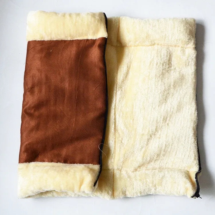 Brown cat tunnel 90cm by 57cm with suede and plush fabric, spray cotton filling and rustling paper
