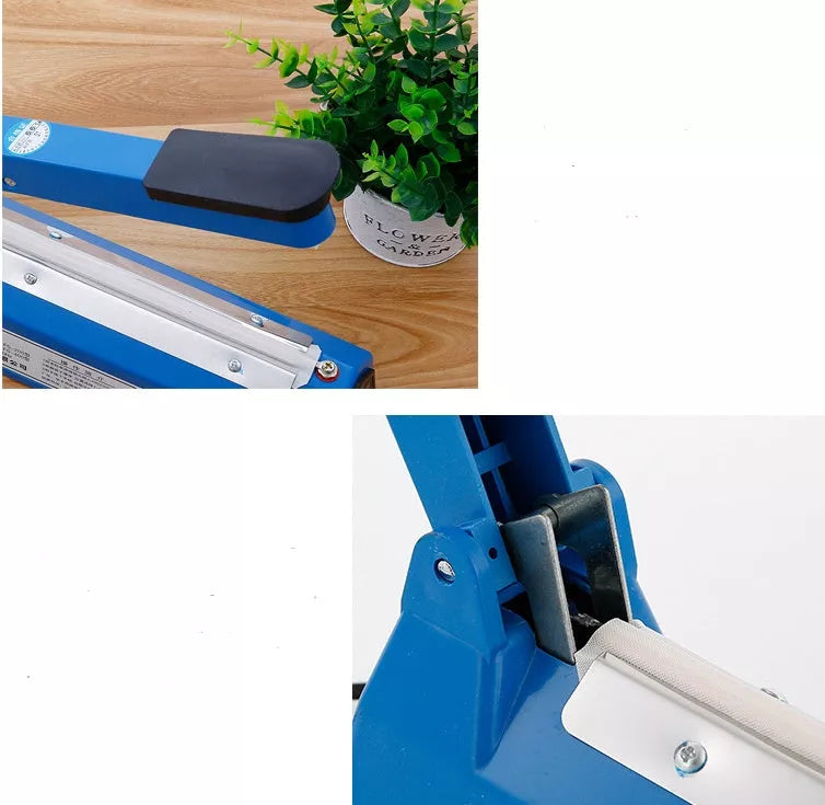 Blue heat sealing machine for plastic and paper bags with adjustable heating time