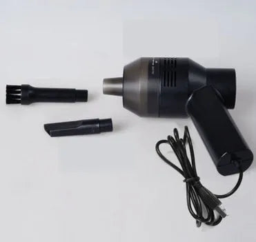 Black mini USB keyboard vacuum cleaner, 196 x 137 x 60mm, with two nozzles and sponge for PC dust