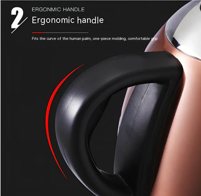 1L stainless steel kettle in gold with touch controls, auto shut-off, and 1.0L capacity for quick boiling