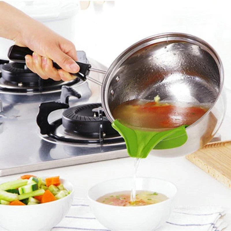 Silicone Soup Funnel - a flexible, ergonomic kitchen tool for controlled, mess-free pouring