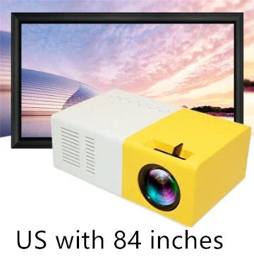 Compact 1080p HD home cinema projector with versatile connectivity and adjustable display settings