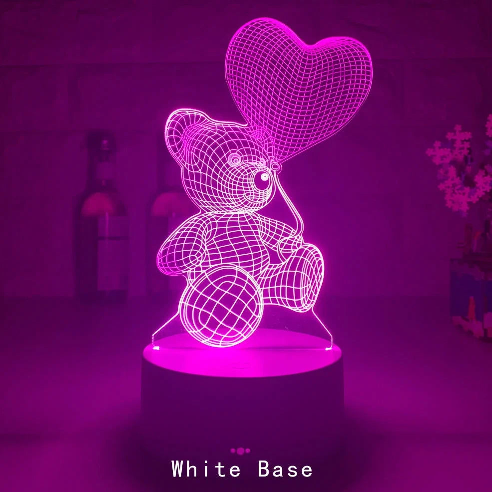 3D acrylic teddy bear LED night light with 16 colour options and remote control