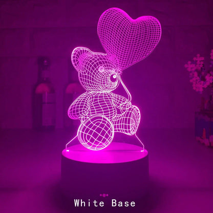 3D acrylic teddy bear LED night light with 16 colour options and remote control