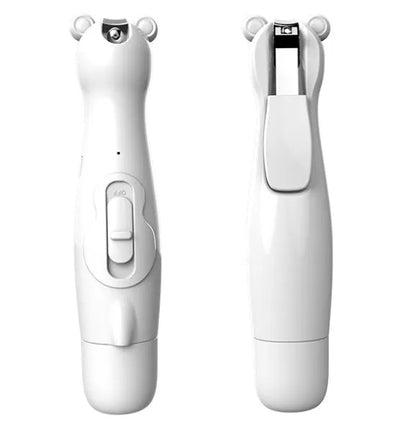 Green or white rechargeable electric baby nail clipper with six grinding heads and USB charging cable