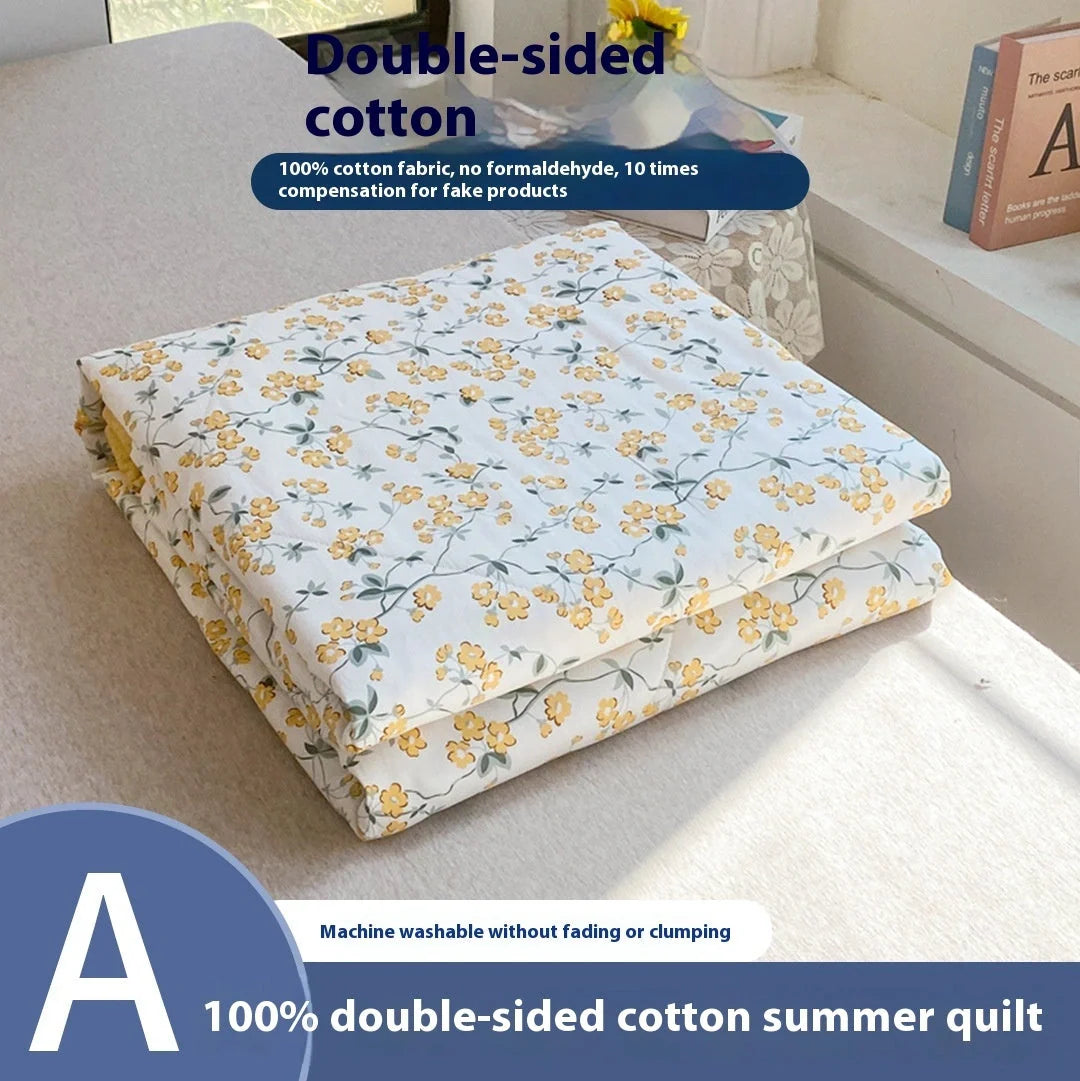 Double-sided cotton summer blanket with vibrant patterns