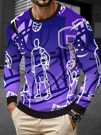 Man wearing a long sleeve milk silk pullover in a round neck, Young Casual style.